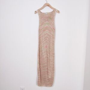 C&C California Multicolor Knit Maxi Dress Size Large NEW Crochet Abstract Beach
